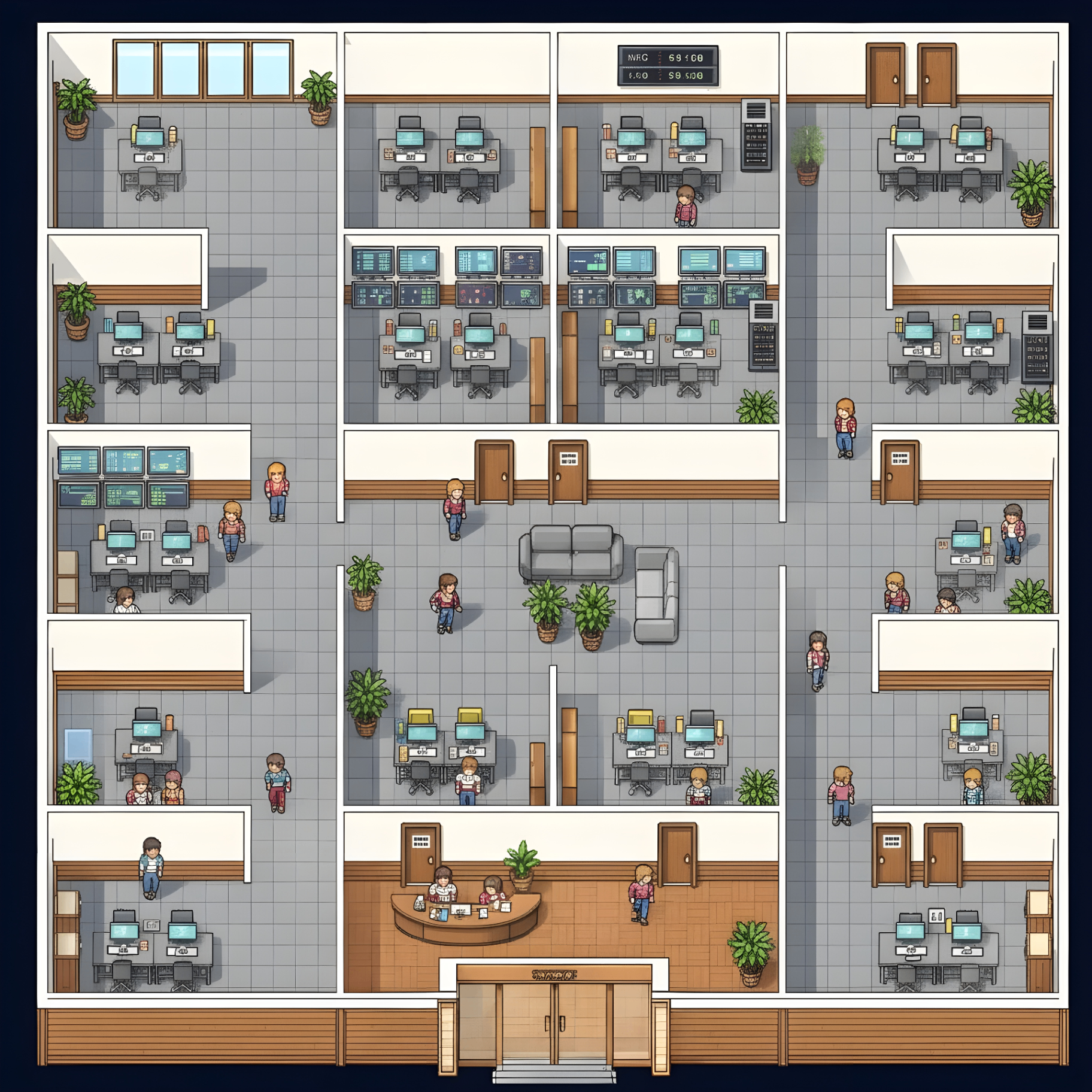 AI Back Office - Pixel Art Office Building