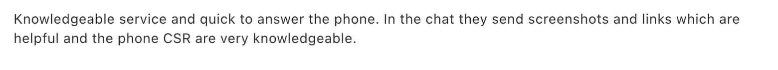 FieldPulse customer review praising knowledgeable support and quick phone answering