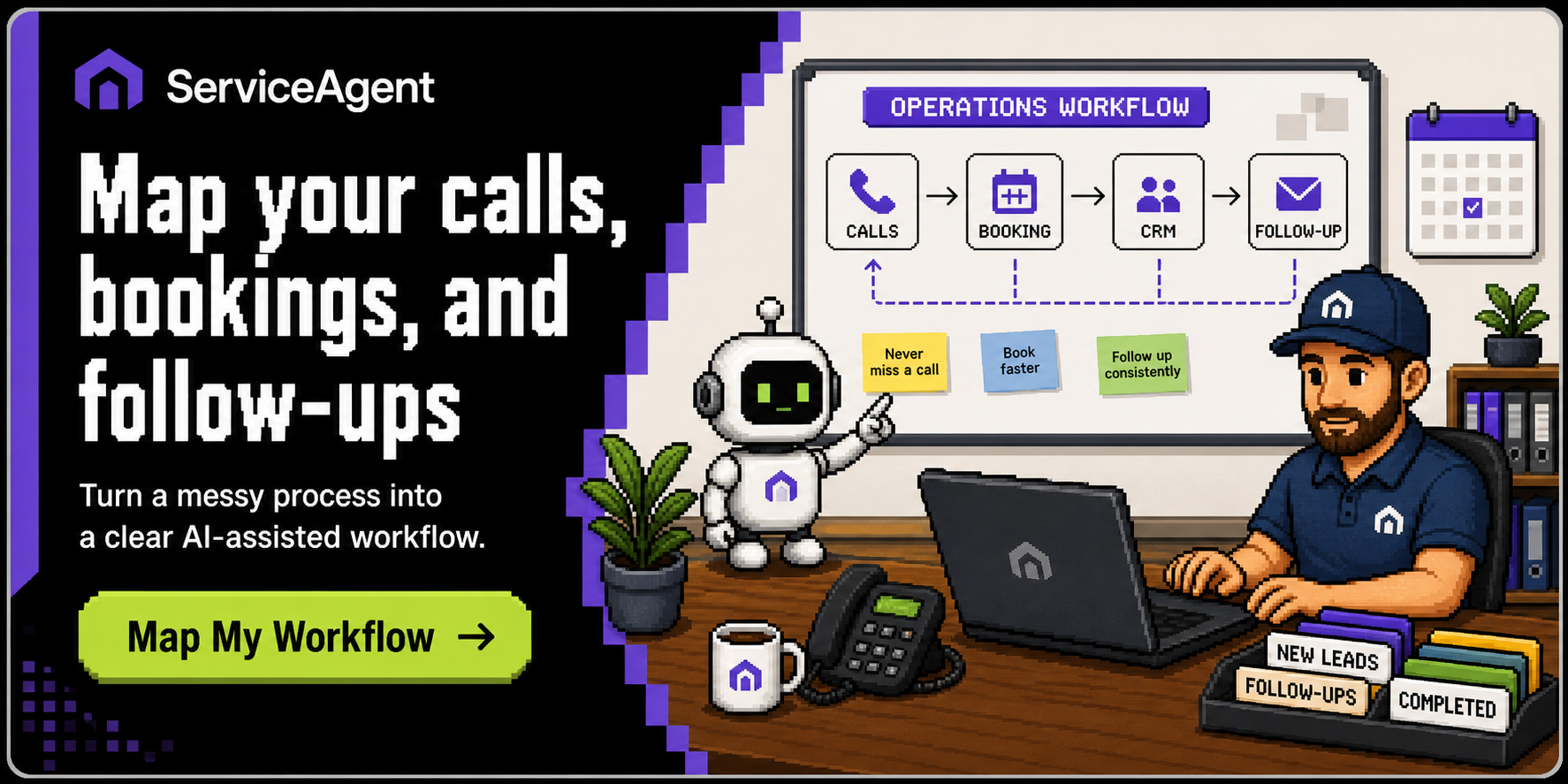 Map your calls, bookings, and follow-ups - Map My Workflow